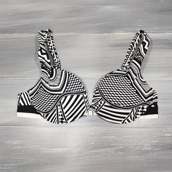 Kenneth Cole New York Bikini Swim Top 38 B/C Black and White Print - Picture 1 of 6